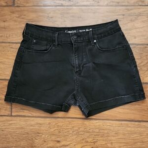 Signature Black Denim High-Rise Cutoff Shorts